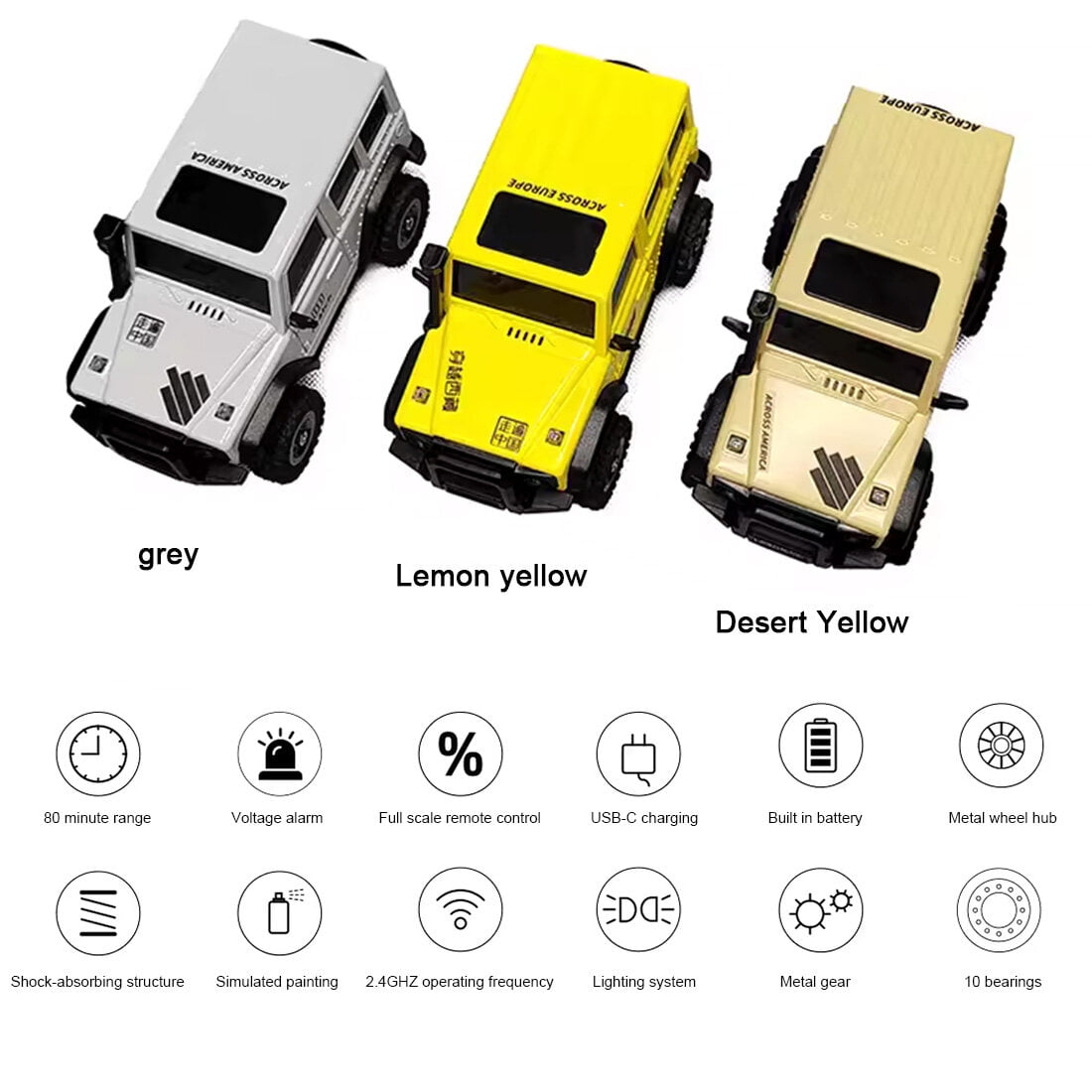 LDARC X43 RC Rock Crawler, 2.4GHz Full Proportional Remote Control Climbing Car with Lights & Suspension, 1:43 Scale Mini Off-Road Model Vehicle for Gifts & Enthusiasts (RTR Version)