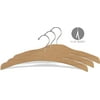 Arched Wood Top Hanger, Box of 25 Space Saving 17 Inch Flat Wooden Hangers w/ Natural Finish & Chrome Swivel Hook & Notches for Shirt Jacket or Dress by International Hanger