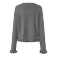 thumbnail image 6 of vigerkar Womens Casual Ruffle Cardigan Sweaters Button Up Crew Neck Long Sleeve Sweater Cute Soft Knit Tops (Grey, L), 6 of 7