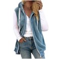 thumbnail image 2 of Gamivast Fuzzy Fleece Vest for Women Plus Size Long Zip up Hooded Sherpa Sleeveless Jackets with Pockets Travel Work Drawstring Solid Warm Coats Fall Fashion Outerwear, 2 of 5