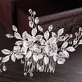 thumbnail image 5 of Tocado de dama de honor de la novia con flores de diamantes artificiales (plata), 5 of 5