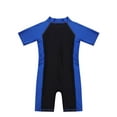 thumbnail image 3 of Aislor Kids Boys Girls One Piece Short Sleeve Zippered Wetsuit UV Sun Protection Rash Guard Swimwear A Blue&Black 16, 3 of 7