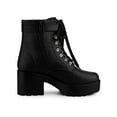 thumbnail image 3 of BLISSFUL STEP Women's Boots Zip Block Heel Platform Ankle Combat Boots Black 8.5, 3 of 8