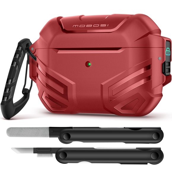 Funda MOBOSI para AirPods Pro 2 y 1 Generacion con Bloqueo de Seguridad y Proteccion Militar