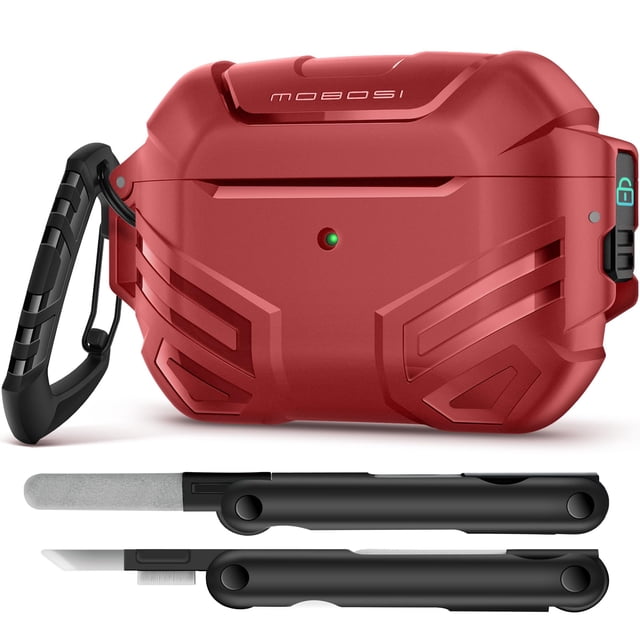 Funda MOBOSI para AirPods Pro 2 y 1 Generacion con Bloqueo de Seguridad y Proteccion Militar