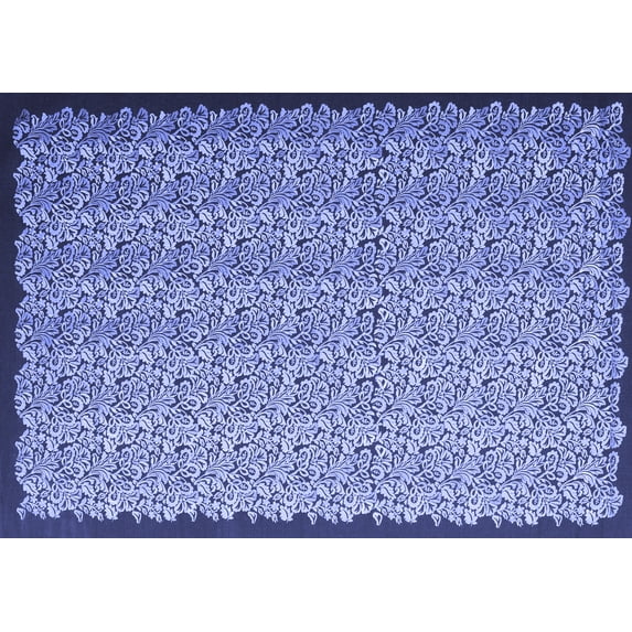 Ahgly Company Indoor Rectangle Abstract Blue Contemporary Area Rugs, 8' x 10'