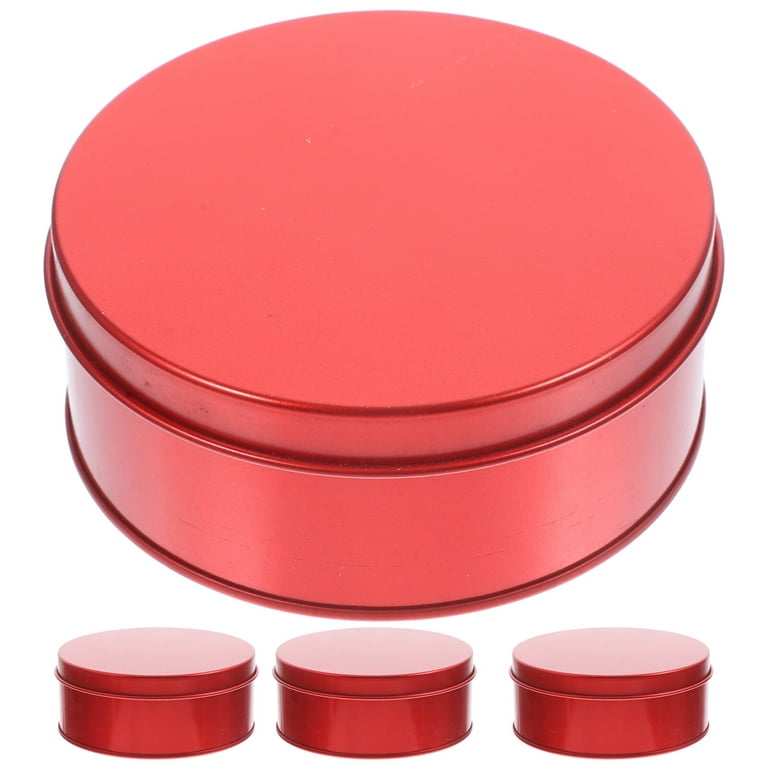 4Pcs Cookie Tins with Lids Round Cookie Tins Candy Boxes Party Cookie Boxes  Gift Boxes 
