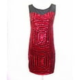 thumbnail image 2 of Sequin Mini Party Bodycon Dress Draping Lace Up back Stretchy Art Deco Tank Dress, 2 of 3