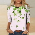 thumbnail image 2 of Blouses for Women 3/4 Sleeve Crew Neck Solid Color Shirts Casual Fashion Tops, 2 of 5