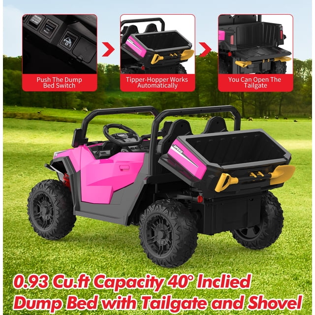 Toys for Kids Electric Ride On Truck 12V Battery Powered Dump Vehicle with Remote Control for Boys Girls