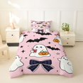 thumbnail image 2 of Homewish Cute Cartoon Ghost Twin Duvet Cover for Girls, Halloween Bat Plaid Bow Pumpkin Twin Bedding, Pink Reversible, 2pcs, 1 Duvet Cover and 1 Pillowcase, 2 of 6