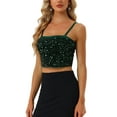 thumbnail image 4 of INSPIRE CHIC Women's Sequin Velvet Spaghetti Strap Club Party Crop Cami Top, 4 of 6
