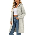thumbnail image 3 of Brqkzdu Womens Long Cardigan Sweaters Hooded Open Front Oversized Ribbed Knit Cardigan Fall Loose Comfy Sweater Cardigan, 3 of 8
