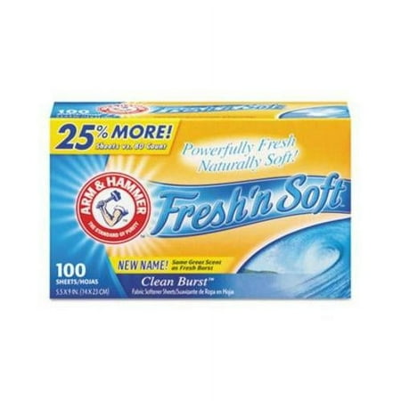 Armandhammer 3320014071 Fresh `n Soft Dryer Sheets, Fresh Burst, 100 Sheets/Box, 6 Box/Carton
