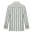 thumbnail image 4 of XFLWAM Women's Striped Button Down Shirts Casual Dressy Long Sleeve Trendy Stylish V Neck Blouses Tops with Pockets Green S, 4 of 6