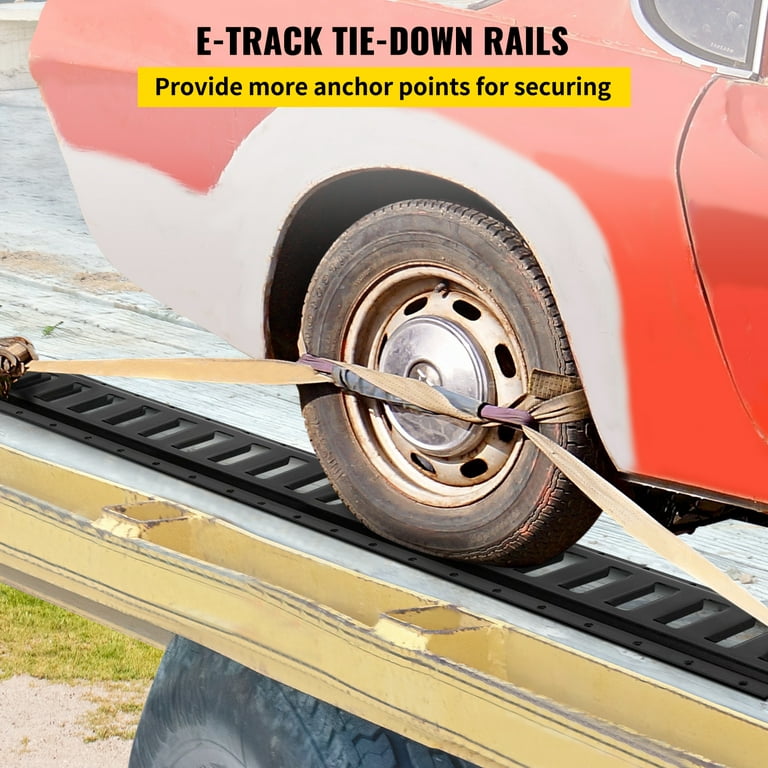 VEVOR E-Track Tie-Down Rail, 4pcs 5ft Steel Rails w/ Standard 1 inchx2.5 inch Slots, Compatible with O and D Rings & Tie-Offs and Ratchet Straps 