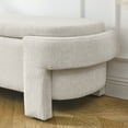 thumbnail image 4 of PORKISS 51” Storage Ottoman Bench, Linen Upholstered Long Storage Bench with Large Storage Space, Modern Foam End of Bed Seat for Living Room, Bedroom, Entryway, Beige, 4 of 10