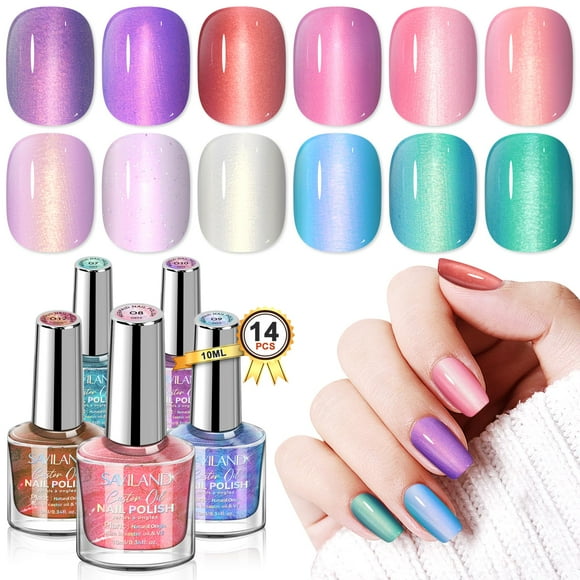 Set de esmaltes de uñas SAVILAND Aurora Quick-Dry 12 colores con base en la parte superior