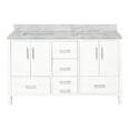 thumbnail image 4 of California 60" Double Bathroom Vanity with White Cabinet and Carrara Marble Top, 4 of 5
