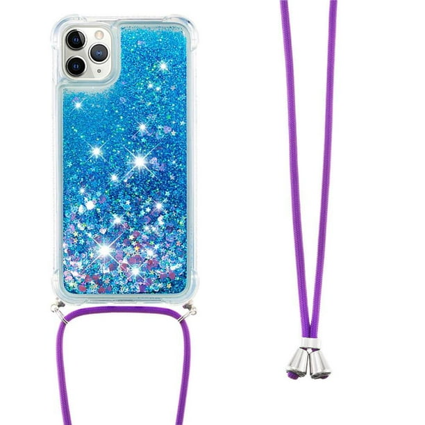 Funda FOXDOCK para iPhone 11 Pro con Cuerda Ajustable, Brillo Líquido, Protección Antigolpes y Lente – Ideal para Regalo