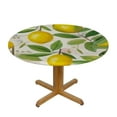 thumbnail image 3 of ONETECH  Round Table Cloth Vintage Lemon Flower and Leaves Tablecloth Elastic Edge Fitted Table Cover Up to Diameter, 3 of 7