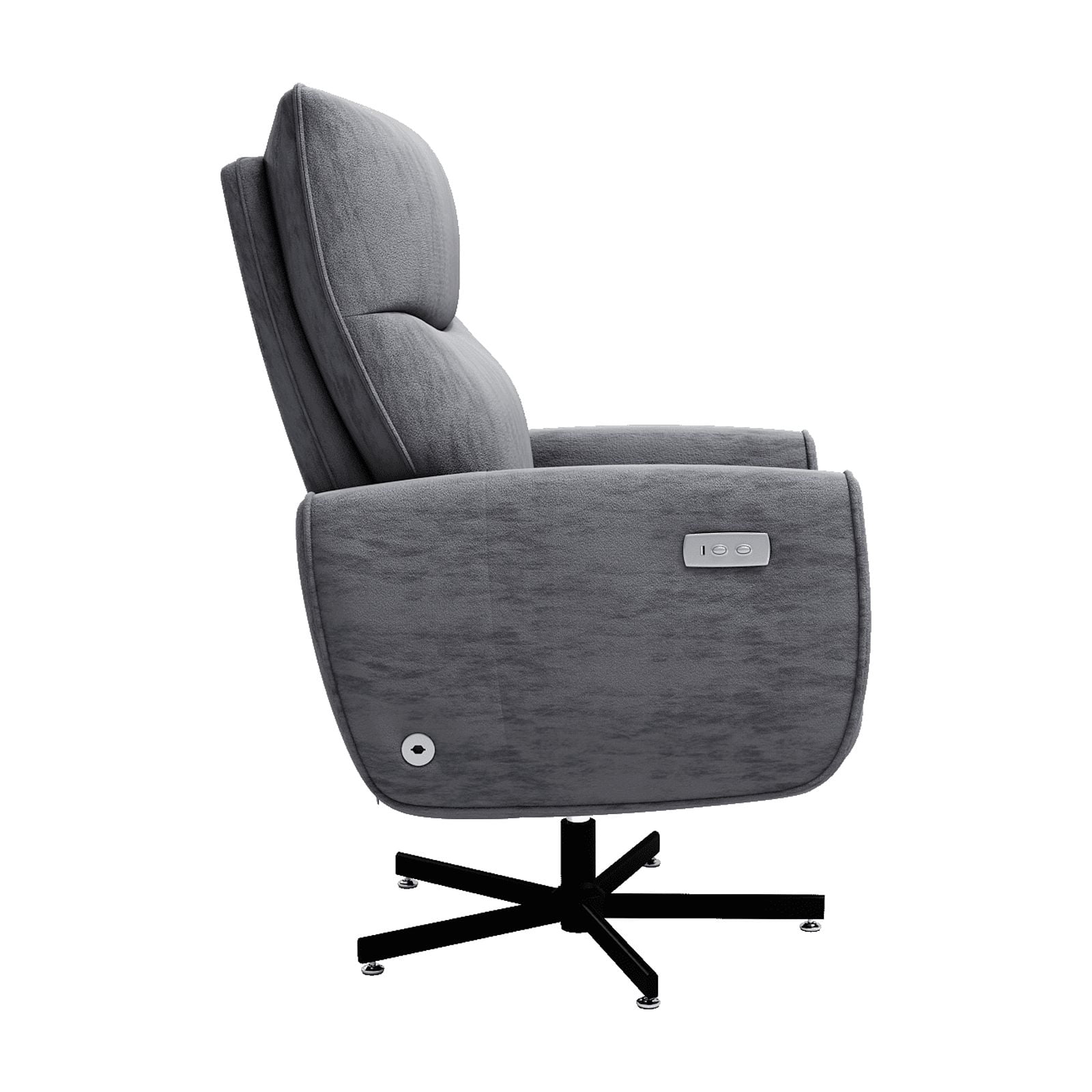 Power Swivel Recliner Chair with USB & Type-C Charging, Electric Reclining Rocker with 360° Swivel, Velvet Upholstered Accent Chair for Living Room, Dark Gray