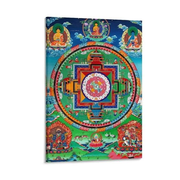 Mandala Medicine Buddha Tibetan Thangka Painting Poster Poster Cool Artworks Painting Wall Art Canvas Prints Hanging Picture Home Decor Posters Gift 24x36inch(60x90cm)