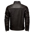 thumbnail image 3 of Men's Thick Vintage PU Leather Jacket, Youth Stand Collar Motorcycle Coat, Retro Style, Casual Wear, All Seasons, 3 of 8