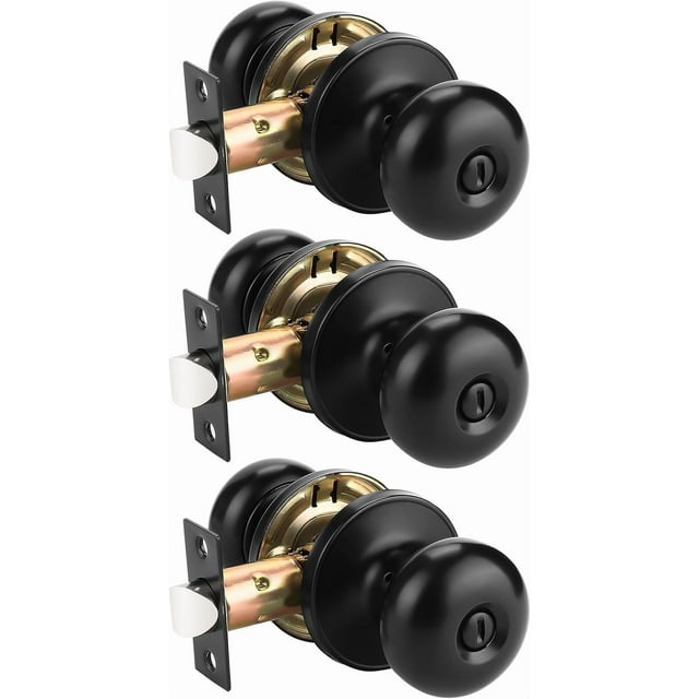 Bouton de Porte Mat Fonction de Passage Bouton de Porte de Passage pour Hall et Garde-Robe Serrures de Porte Verrouillables Bouton Rond à Bille Style Colonial Poignée de Porte Bouton Ouverture Gauche et Droite
