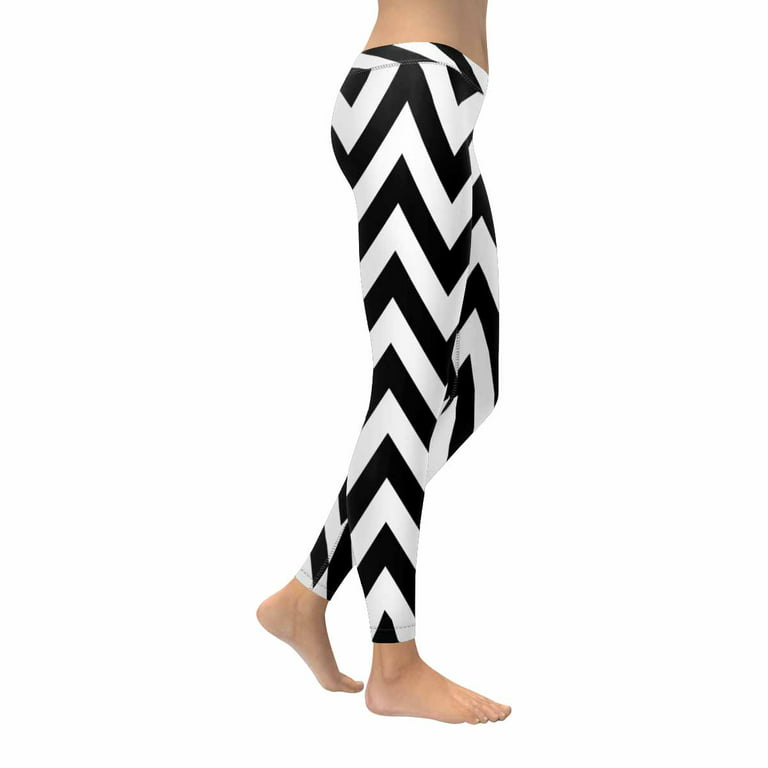 Woman's Yoga Capri Leggings, Stripes, Black and White, Fun Pattern