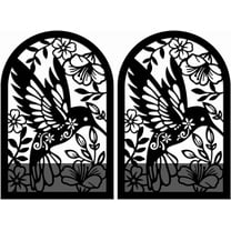Hummingbird Flowers Bookends for Shelves Decorative 1 Pair Wildflowers Birds Non-Skid Heavy Duty Book Ends Metal Book Holder Black L-Shaped Book Stopper for Library Home Office Desk Door Stop