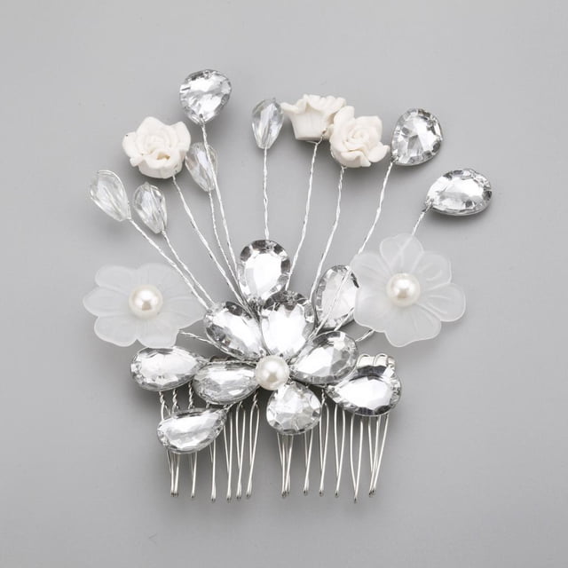 Pinzas para el cabello Hugo Joyería de la flor del pelo Nupcial Perla Cristal
