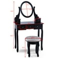 thumbnail image 4 of Giantex Vanity Set, Makeup Dressing Table Set with 360°Rotating Mirror with 5 Drawers, Dresser Soft Cushioned Stool for Comfortable Sitting, Solid Wood Legs for Strong Construction, Black, 4 of 10