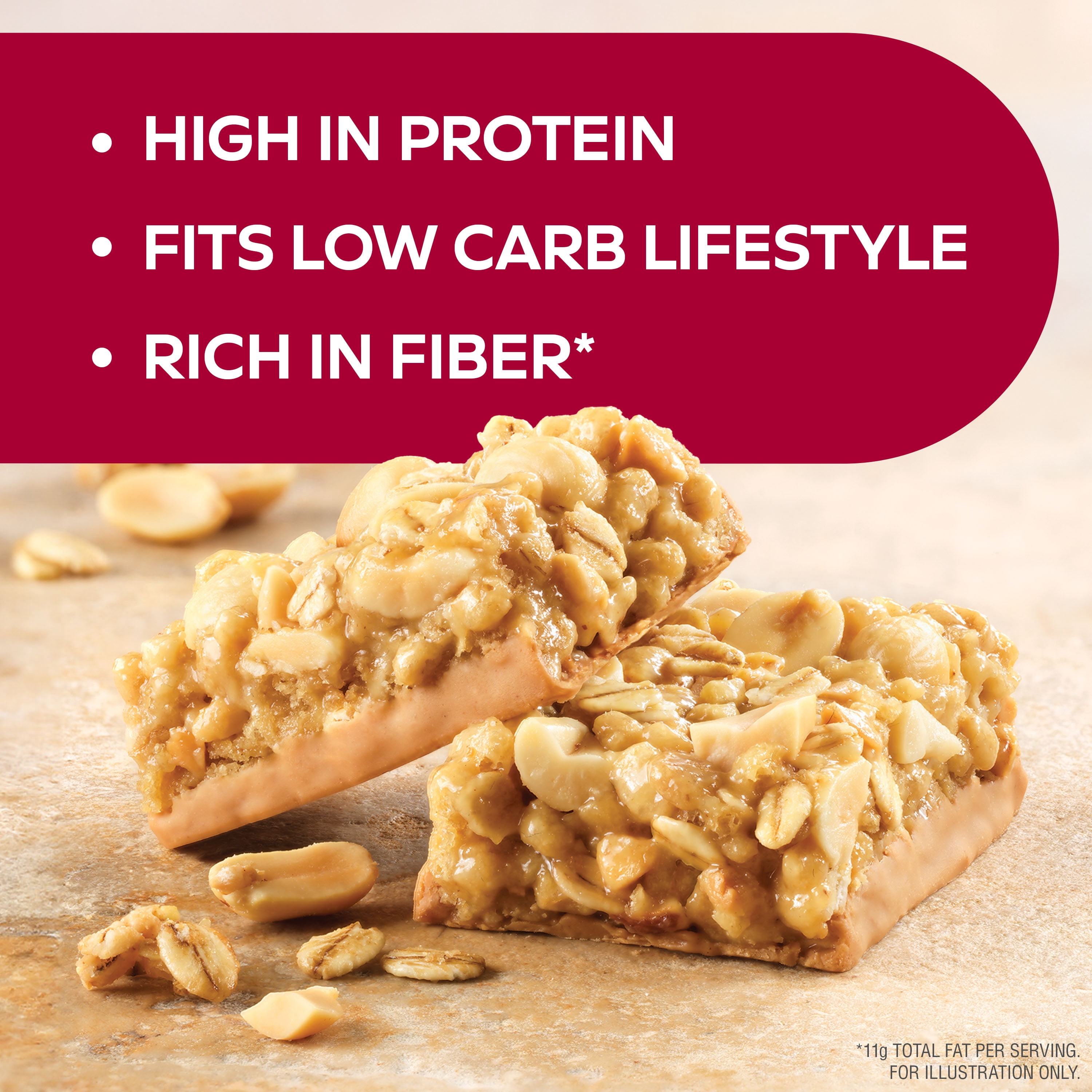 Atkins Peanut Butter Granola Protein Meal Bar, 16g of Protein, Meal Replacement, 8 Count (Value Pack)