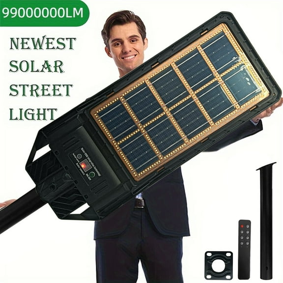 99000000LM Commercial 300W LED Solar Street Light Dusk to Dawn Road Lamp  Pole