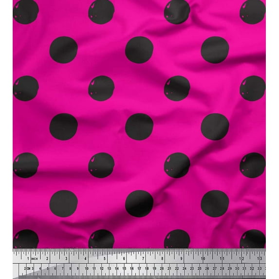 Soimoi Pink Cotton Cambric Fabric Circle Geometric Decor Fabric Printed Yard 42 Inch Wide