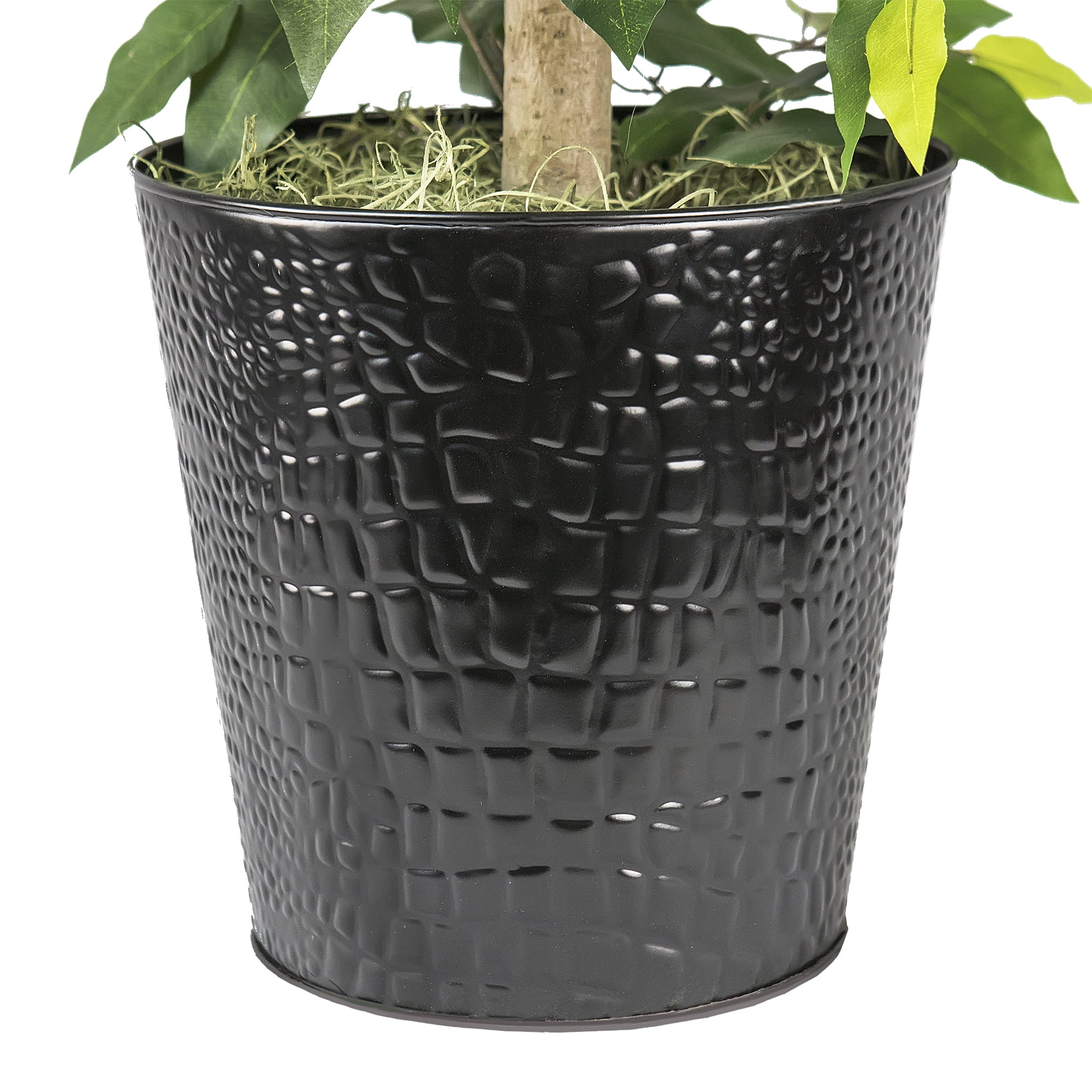LCG Florals Artificial Tree, Ficus Tree, 4 ft, Black Metal Planter
