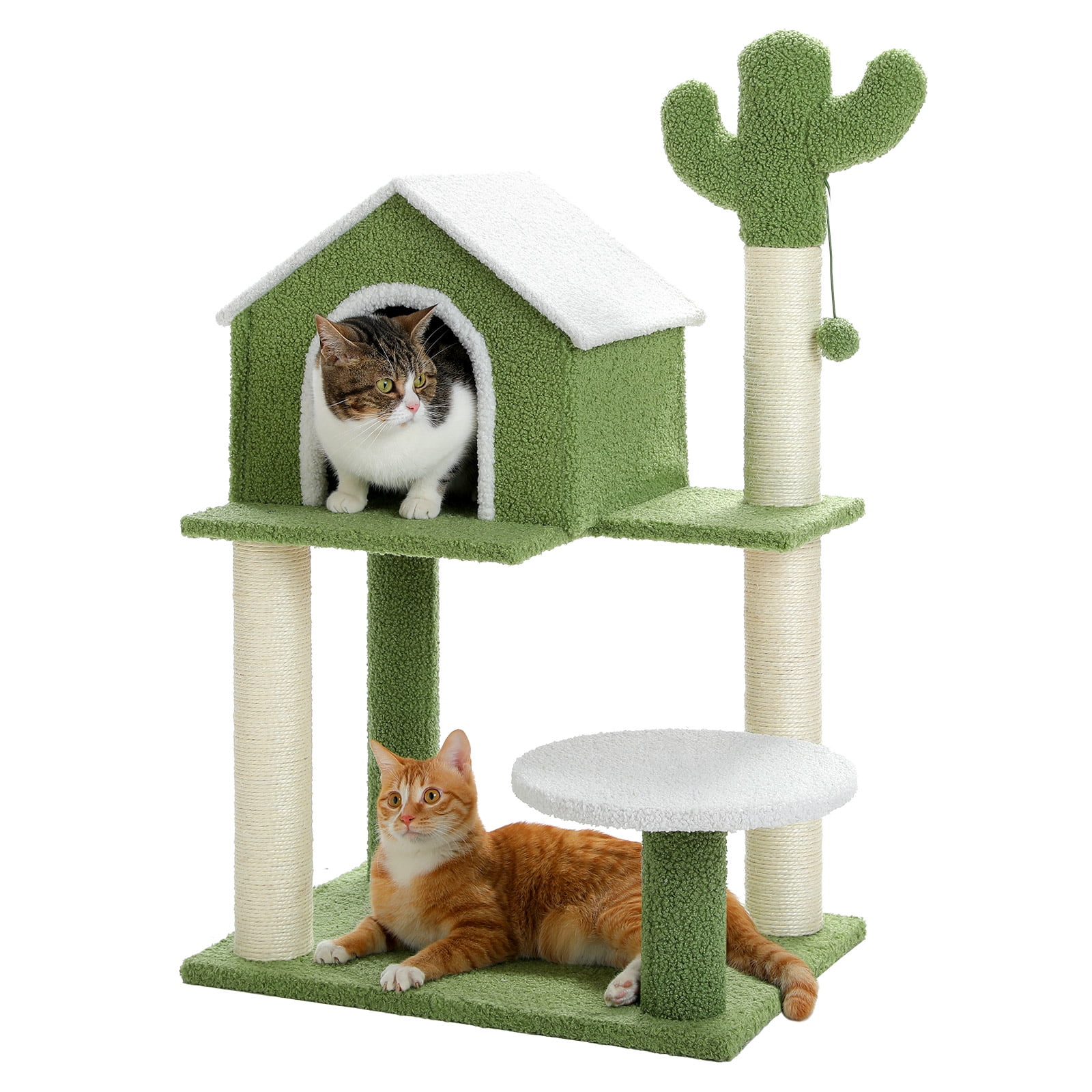 Made4Pets Cat Tree with Cozy Cat Condo and Scratching Post, 21.3"x15.6"x34.5"