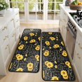 thumbnail image 4 of Kitchen Rugs Sets Of 2,Black Sunflower Word Pattern Anti Fatigue Kitchen Mat Rugs Non Slip Washable,Decorative Kitchen Floor Mats for Kitchen,Sink,Laundry,17"x47"+17"x47", 4 of 5