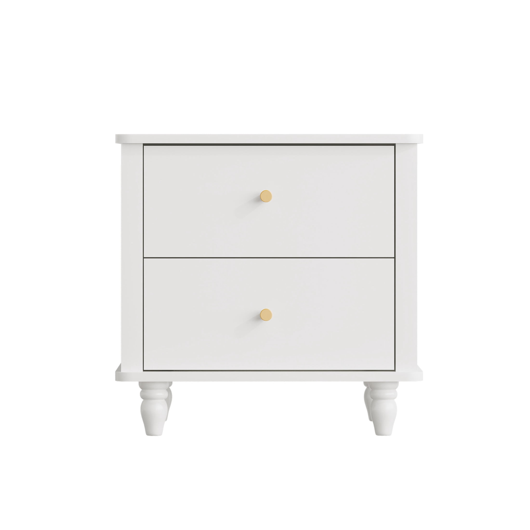 Noble House Reina Modern 2-Drawer Nightstand with Round Knobs, Small Bedside Cabinet End Table for Bedroom, White