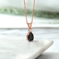 thumbnail image 4 of Gem Stone King 18K Rose Gold Plated Silver Black Onyx and White Moissanite Pendant Necklace for Women (1.35 Cttw, Gemstone December Birthstone, Pear Shape 9X6MM, with 18 inch Chain), 4 of 4
