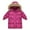 Hot Pink, variant on Girls Long Puffer Coat with Fuzzy Hood Kids Warm Winter Jacket Black Size 4-5 Years