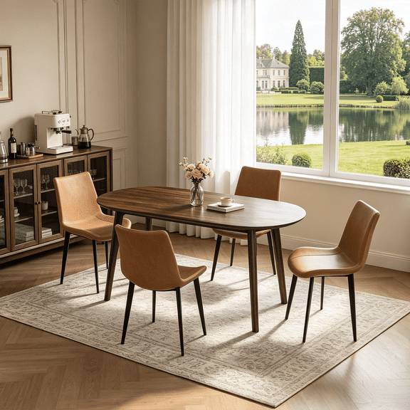 63.2'' Dining Table Set,Modern Kitchen Table with 4 Upholstered Chairs,5 Piece Table Set for Dining Room,Apartment
