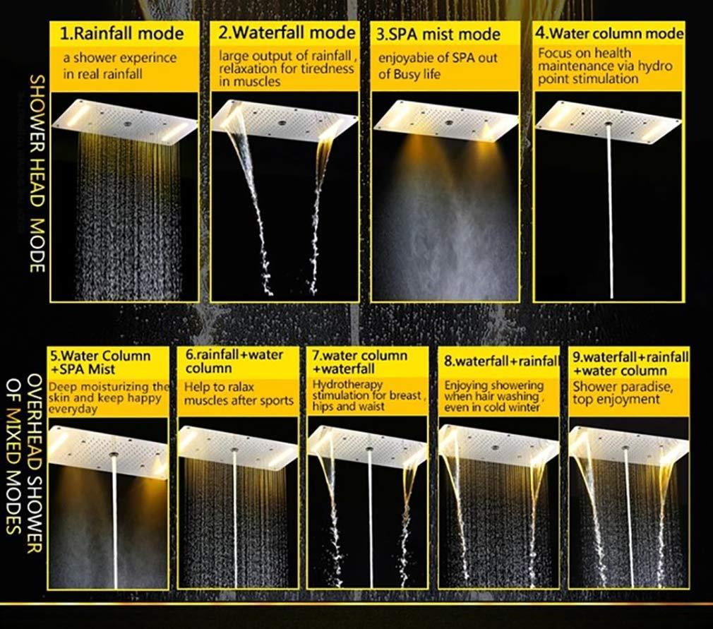 Polished 15/"x28/" Rectangle Ceiling Rainfall Multi Function Shower Head System