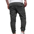thumbnail image 3 of Men's Sports Casual Cargo Pants Elastic Waist Drawstring Solid Trousers Hiking Pants Joggers Gym Sweatpants, 3 of 4