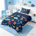 thumbnail image 2 of Manfei Cartoon Fish Twin Comforter Sets for Kids Boys and Girls, Marine Life Print Bedding Set, Navy Reversible 2pcs, 1 Comforter and 1 Pillowcase, 2 of 6