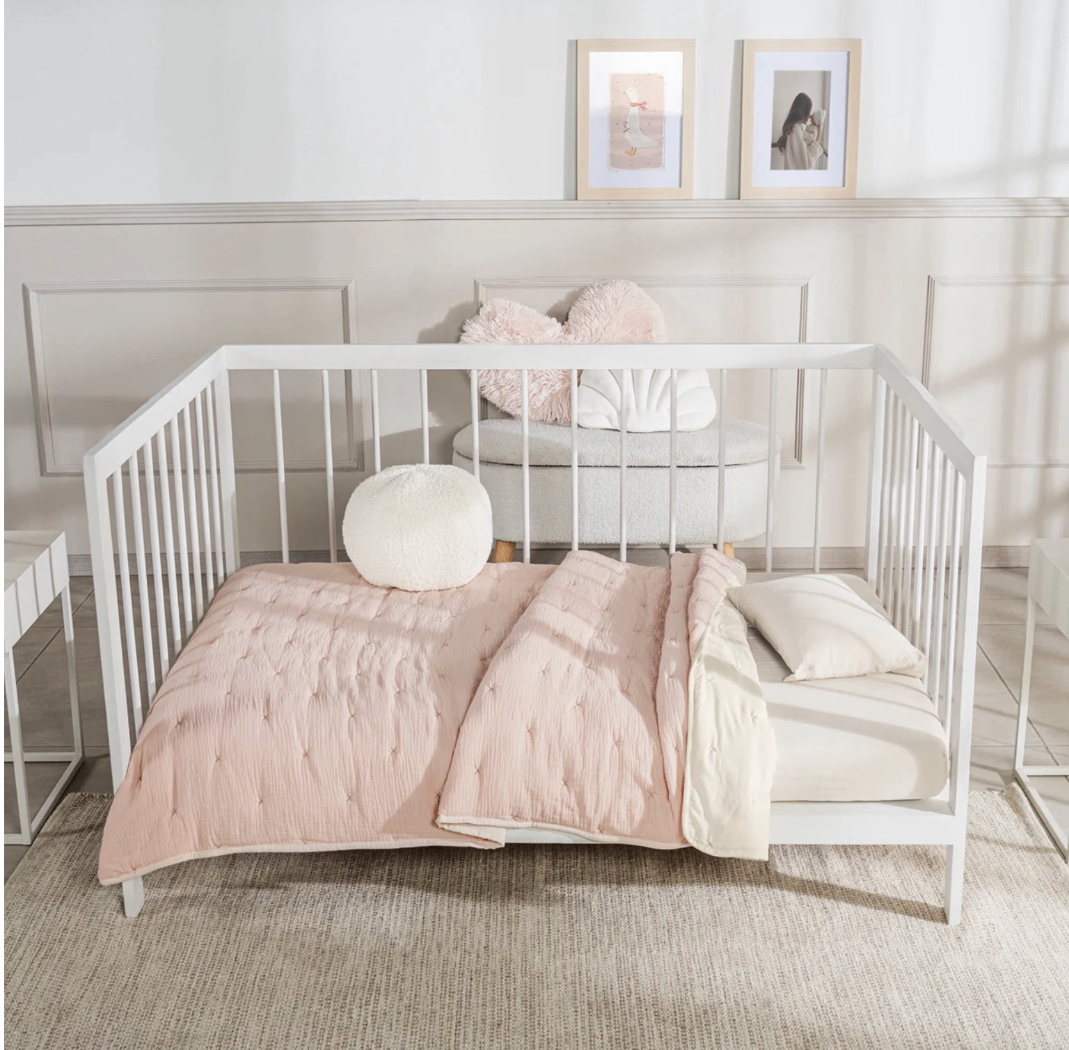 MUSELINA SWEET PINK COLOR BABY GIRLS REVERSIBLE CRIB BEDDING NURSERY 1 PCS 100% COTTON MADE IN MEXICO