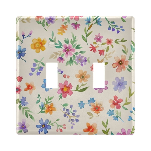 Sweet Colorful Florals Light Switch Cover Electrical Outlet Cover Replaceable Wall Plates 2-Gang