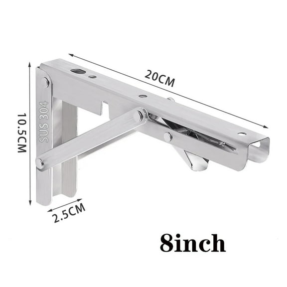 2pcs Folding Shelf Brackets Heavy Duty Stainless Steel Collapsible Shelf Bracket for Table Work Bench Space Saving DIY Bracke