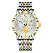 GUANQIN Relief Auspicious Tiger Inlaid Diamond Dial Automatic Self-Winding Mechanical Men Wrist Watch Business Stainless Steel Sapphire Crystal Waterproof Clock Luminous Day Date